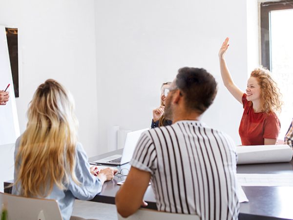 Happy creative team in office. Business, startup, design, brainstorming people and teamwork concept